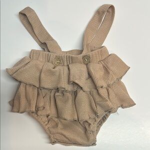 Kids Beige Ruffled Suspender Bloomers